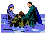 Baptism of adult by immersion, in NT clothing